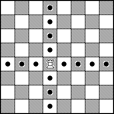 Diagram som viser hvordan tårnet beveger seg på sjakkbrettet.